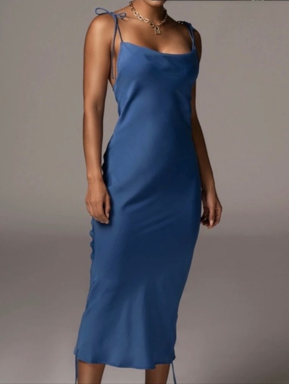 JLUXLABEL | Phoebe Satin Slip Dress Size S In Sapphire Blue
